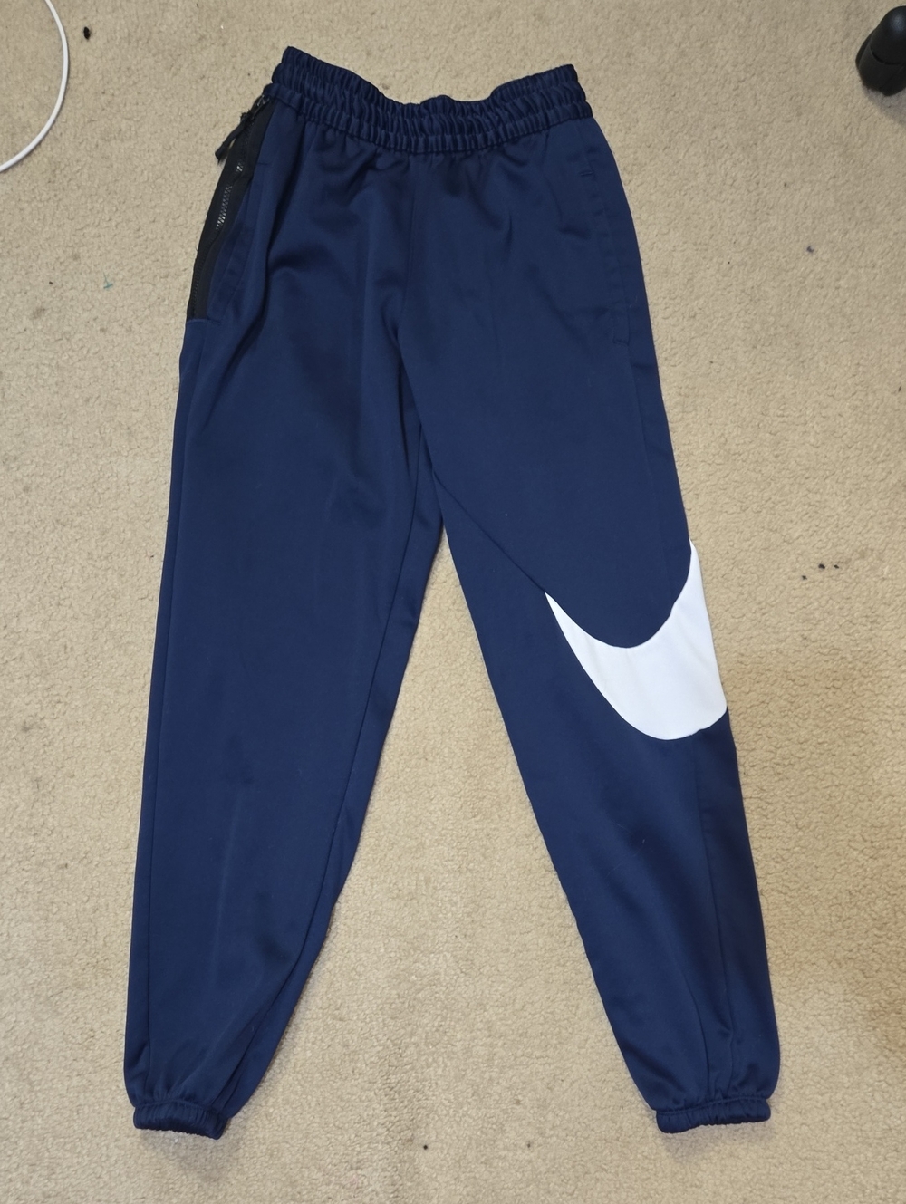 Nike Navy Blue Joggers with White Swoosh Small S